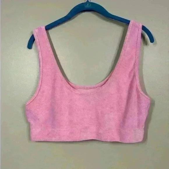 Y2K Zara Pink Terry Cloth Bralette Crop Top L Soft Lounge Beachy Summer Fit - Picture 6 of 6
